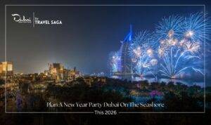 New Year Party Dubai On The Seashore with beachfront celebrations, spectacular fireworks, luxury experiences, and unforgettable moments