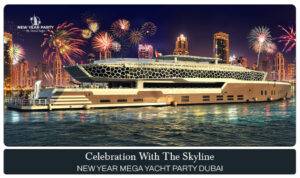 New Year Mega Yacht Party Dubai with luxury cruising, spectacular fireworks, premium entertainment, and unforgettable celebrations