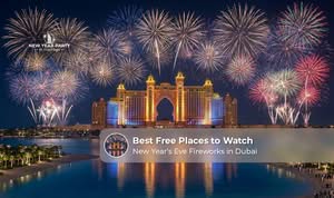Visitors enjoying Dubai's spectacular New Year fireworks from a free public viewing spot.