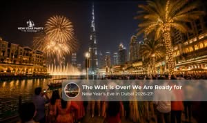 Dubai New Year’s Eve 2026-27 fireworks lighting up the city skyline.