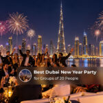 A group of 20 people enjoying a festive New Year celebration in Dubai.