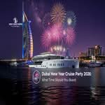 Dubai New Year cruise party with fireworks and festive celebrations.