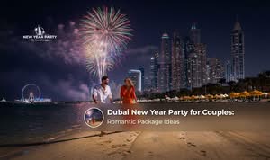 Romantic Dubai New Year party for couples with fireworks and entertainment.